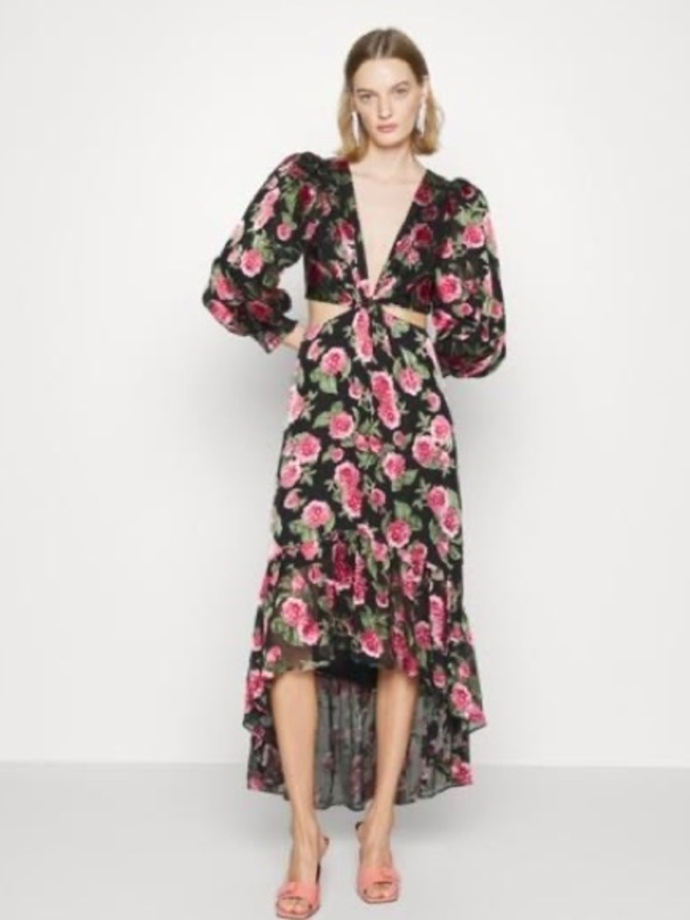 NWT $795 Alice + Olivia Katia Twist-Front Cutout Maxi Dress - Picture 7 of 14